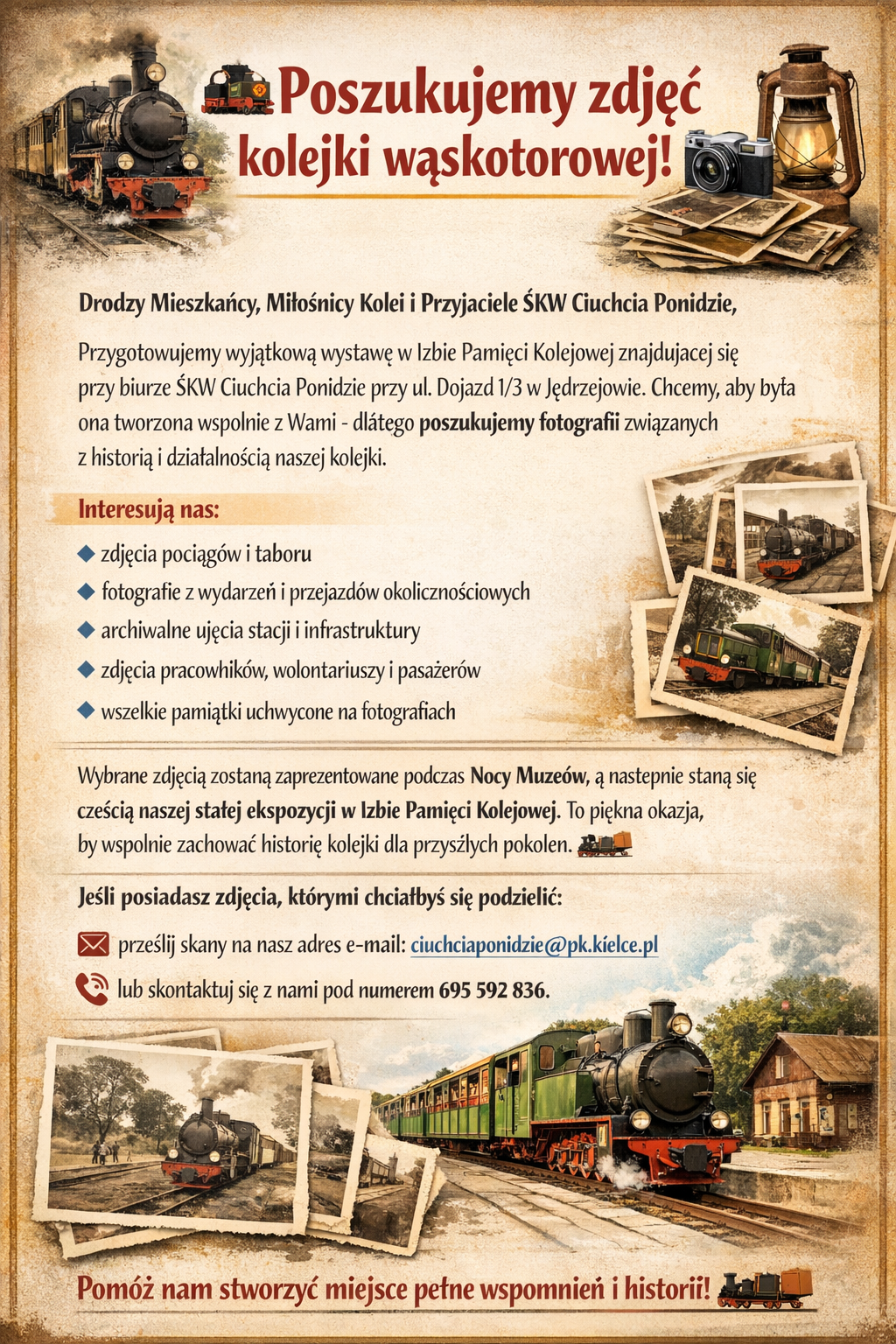 Poszukujemy zdjęć kolejki wąskotorowej